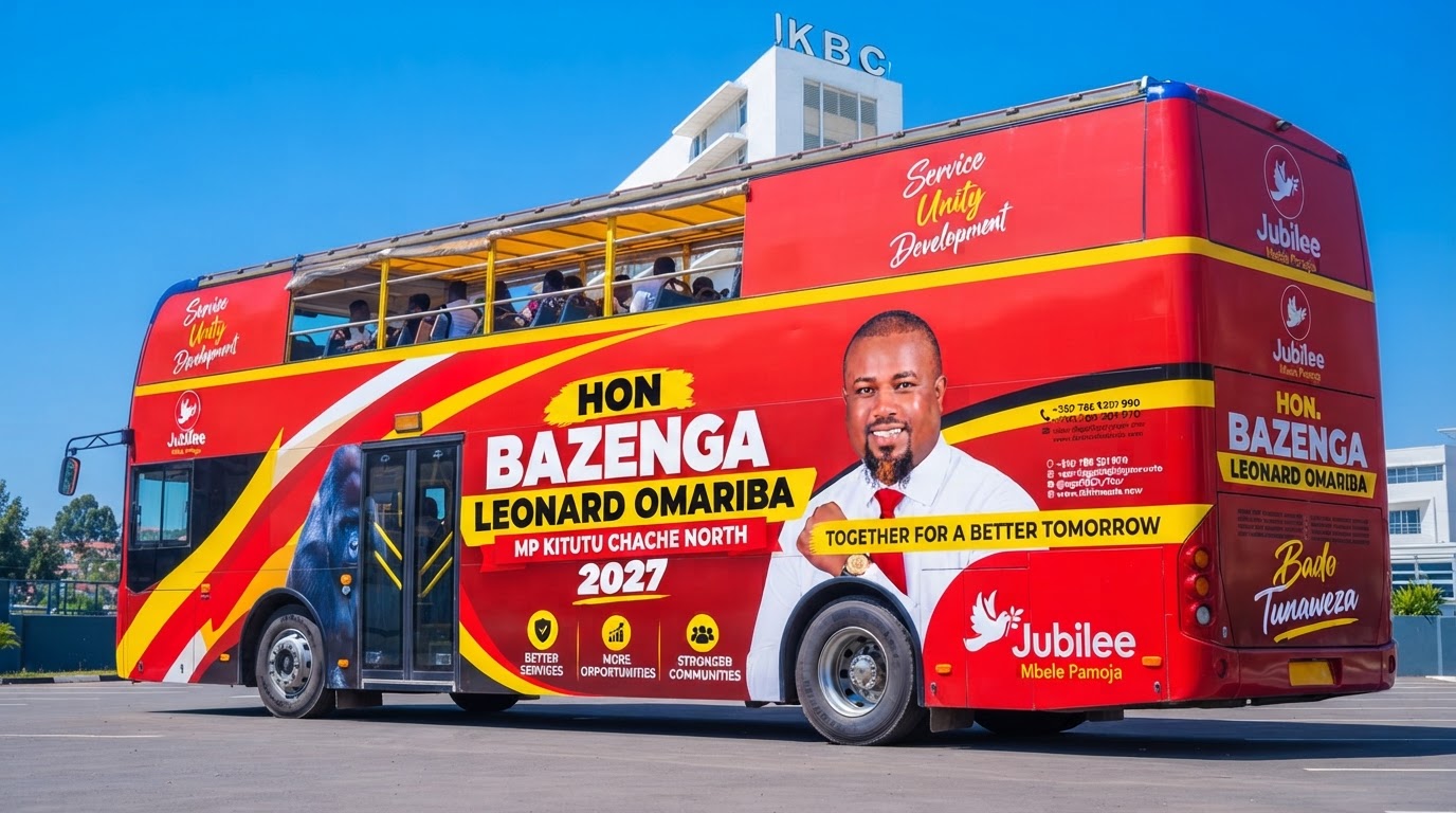 Bazenga campaign bus with Jubilee graphics